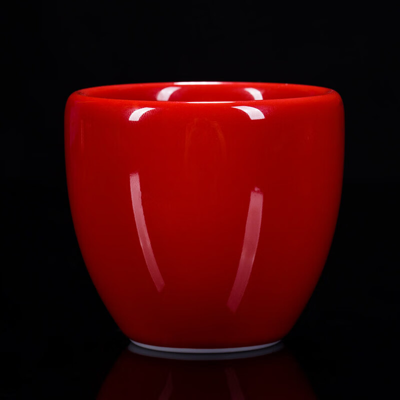 古垚匠人堂/陈清宜手工中国红釉茶杯郎红品茗杯婚庆礼品红色陶瓷杯