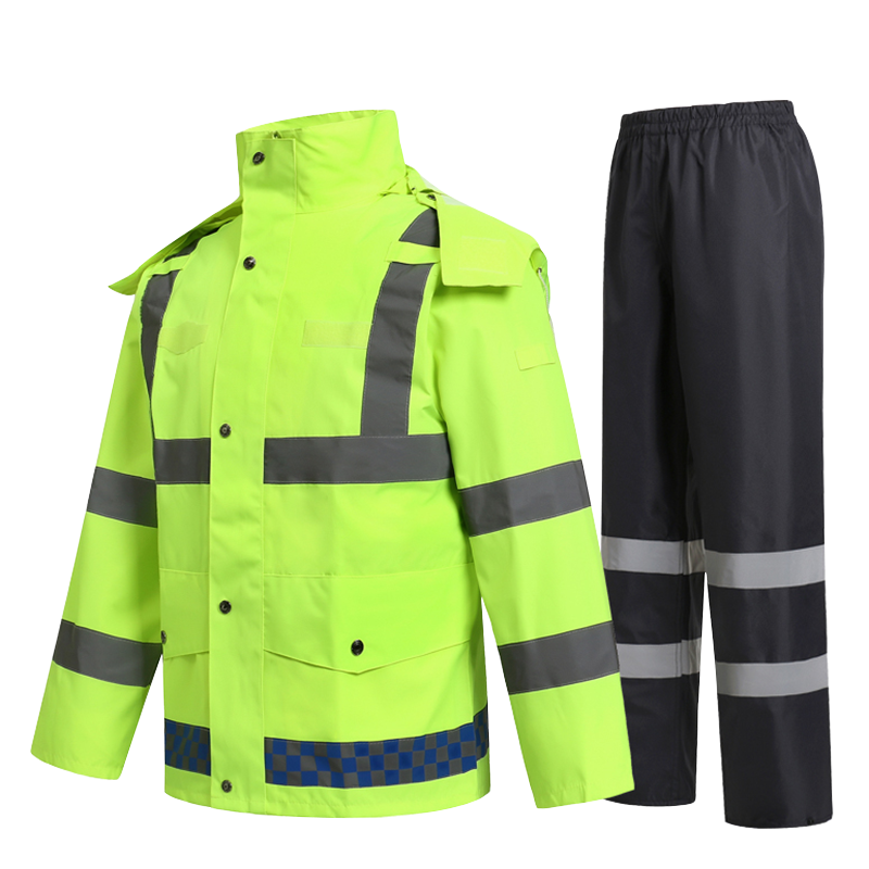 稳斯坦 分体式反光雨衣雨裤 3XL/185荧光绿300D套装 路政施工1102