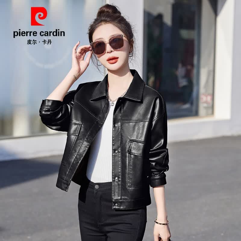 皮尔卡丹（pierre cardin）皮衣外套女短款春秋季2023新款小个子气质显瘦休闲机车皮夹克 黑色 M使用感如何?