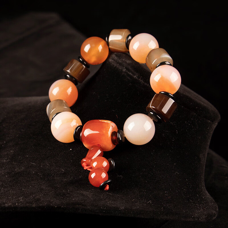 玉髓手串男女情侣款水晶玉石手链民族风简约大气 多色玛瑙圆珠手串