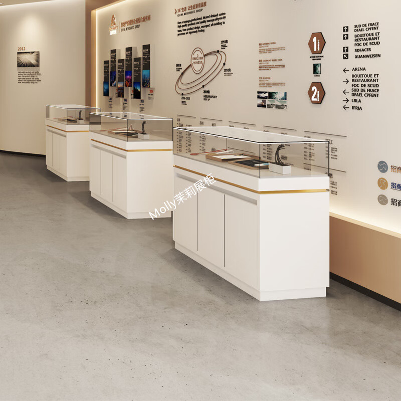 妙普乐展厅陈列柜 木制烤漆产品柜模型展示柜玻璃柜台公司企业展厅样