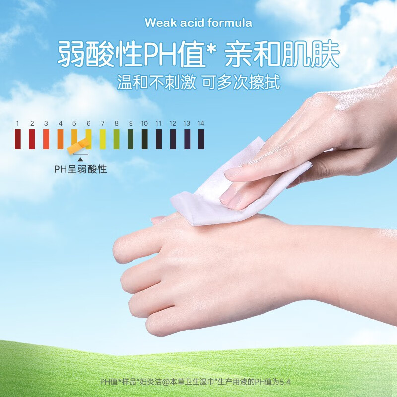 妇炎洁私处湿巾卫生湿巾女性卫生专用本草杀菌湿巾旅行出差便携装 本草湿巾【3盒装54片】
