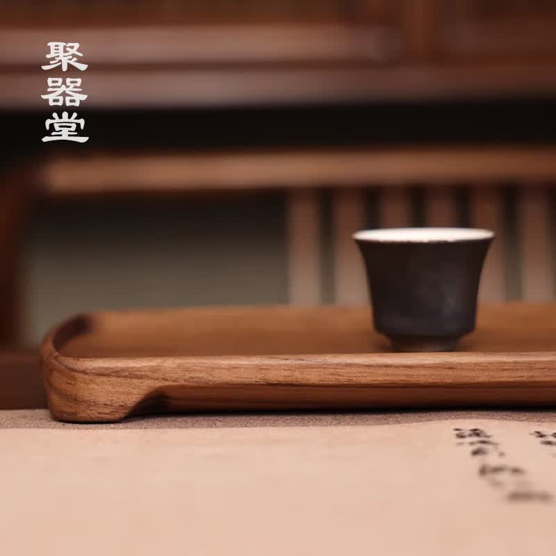 聚器堂干泡盘胡桃木 小型整块茶台 现代家用壶承 轻奢简约实木茶托盘 北美胡桃木干泡盘(大)
