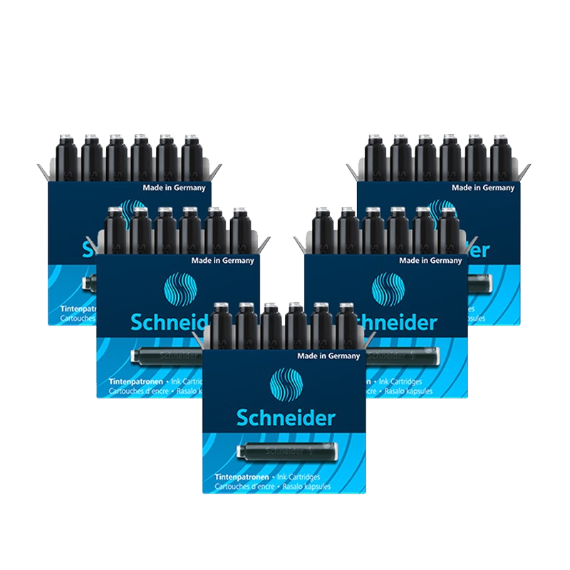 施耐德（Schneider） 鋼筆墨囊墨膽墨水德國(guó)進(jìn)口墨水膽歐標(biāo)鋼筆適用18支/30支/100支 黑色【5盒30支裝】