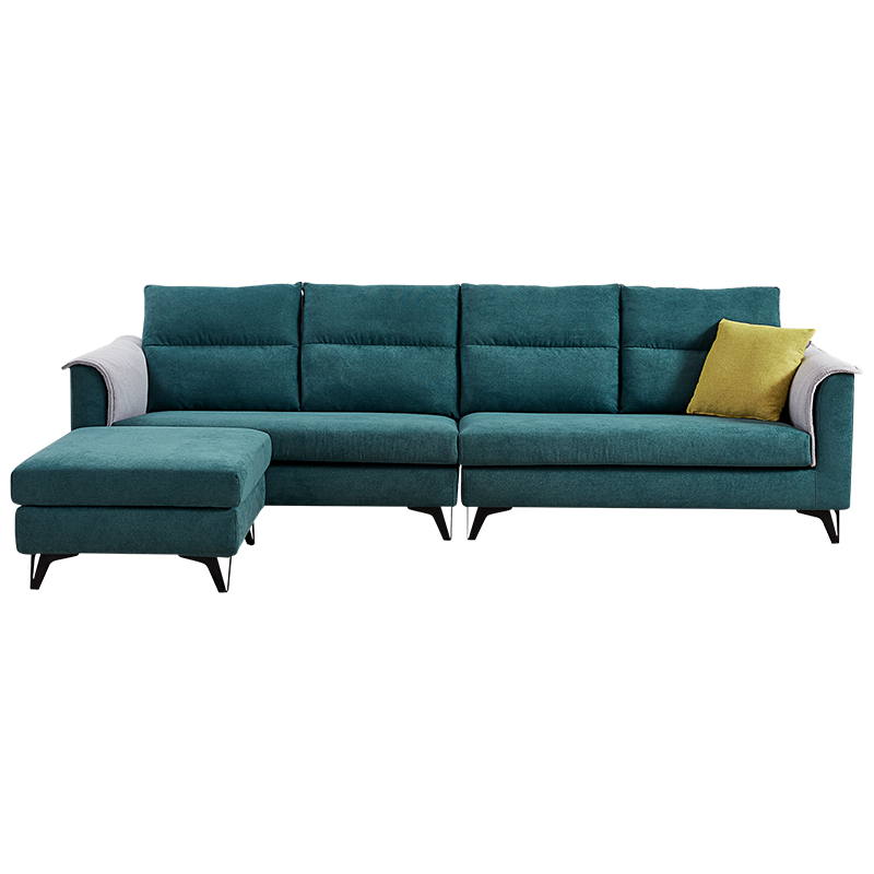 全友家居 沙发 现代北欧沙发乳胶座包可调节头枕三色可选客厅一字型\/L型布艺沙发102567 102567C沙发(左3+右3+脚凳)