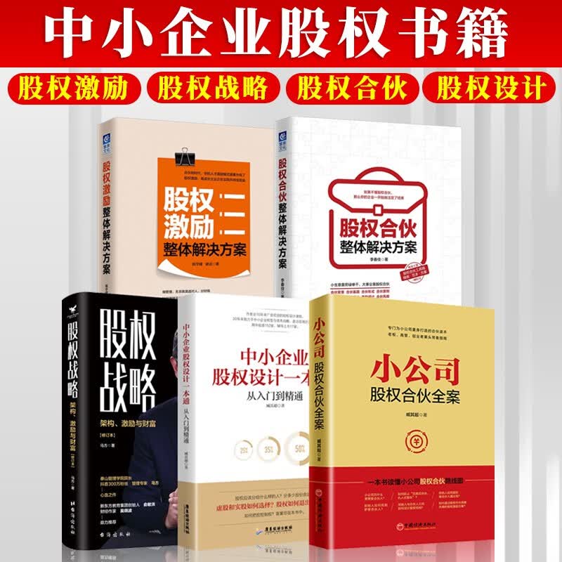 股权书籍5册 中小企业股权设计一本通+小公司股权合伙全案+股权合伙整体解决方案+股权激励+股权战略