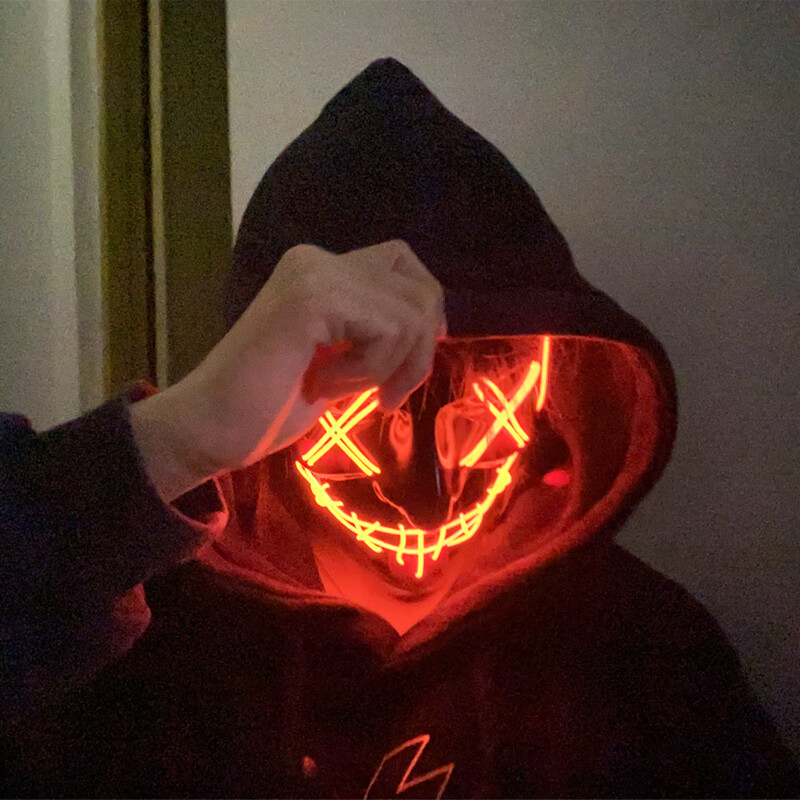 万圣节led发光面具 万圣节led发光面具v字剧本杀狼人杀网红派对搞怪潮