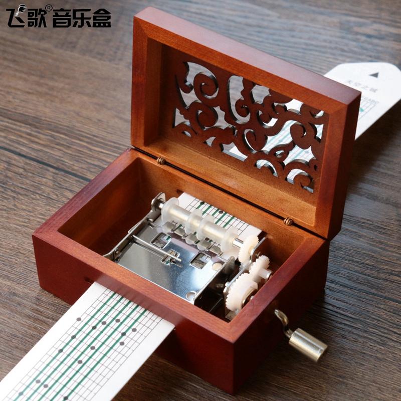 【闪电发货】纸带八音盒 15/30音diy手摇纸带谱曲音乐盒木质八音 01
