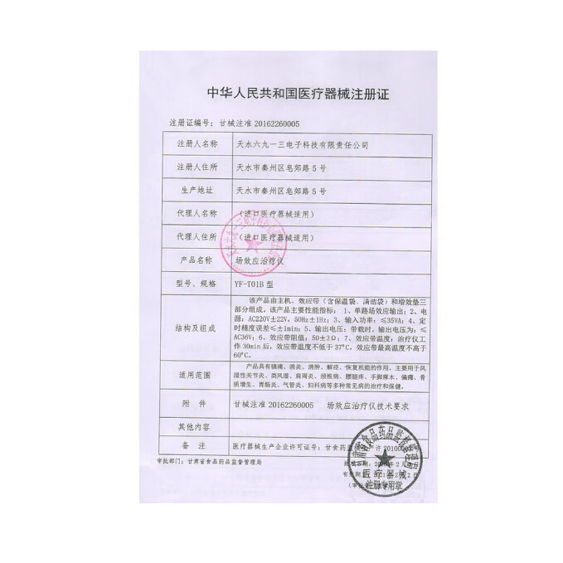 魔带牌天水六九一三场效应治疗仪YF-T01B家用风湿关节类理疗仪颈椎腰椎骨质增生含热敷带 10包增效垫