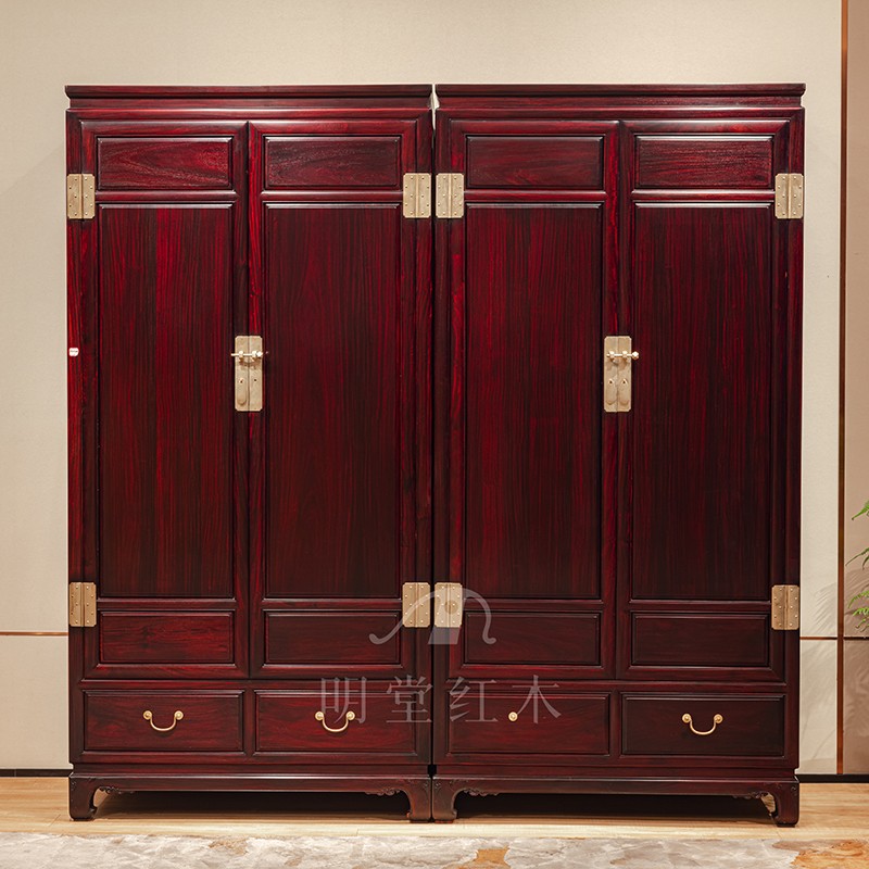 明堂 血檀（学名：染料紫檀）顶箱柜实木中式古典卧房衣柜被单柜收纳柜储物柜
