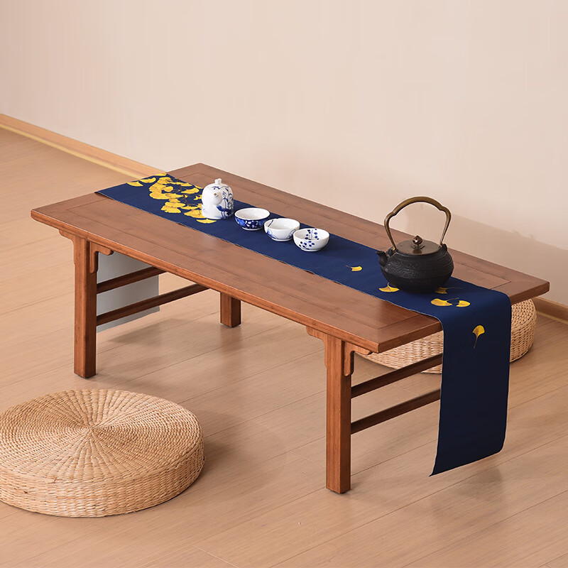 尤亚 楠竹家具茶桌新中式小茶几阳台矮桌小型坐地桌子飘窗茶几桌 胡桃