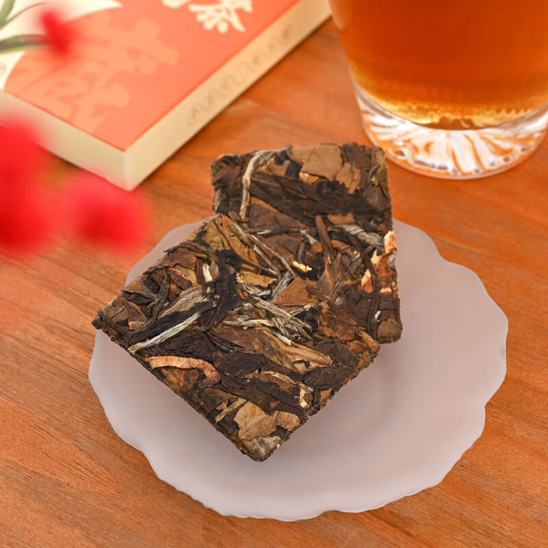 皇茅陈皮白茶年小方片寿眉饼干茶福鼎福建老白茶新会老陈皮礼盒装克