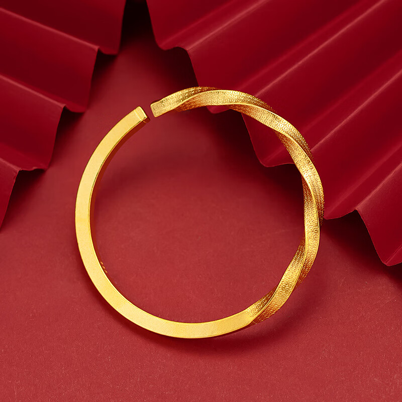 微浓越南沙金女款扭纹开口手镯仿金古法麻花手环久不掉色 古法开口