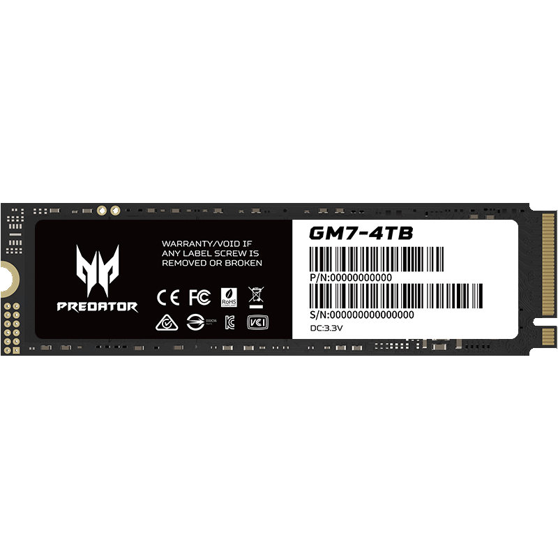 PREDATOR 宏碁掠夺者 GM7系列 NVMe M.2 固态硬盘 4TB（PCI-E4.0）