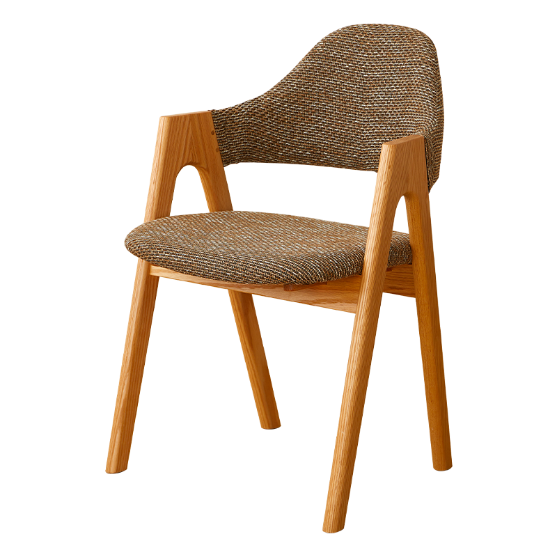 香木语  北欧实木椅子简约书房椅单人餐桌椅现代扶手椅子时尚靠背软包木椅   胡桃深灰（榉木款）100003311436
