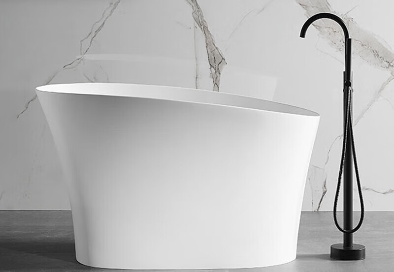 totobeat人造石浴缸家庭式小户型日式独立式单人铝制石浴缸 亚光白