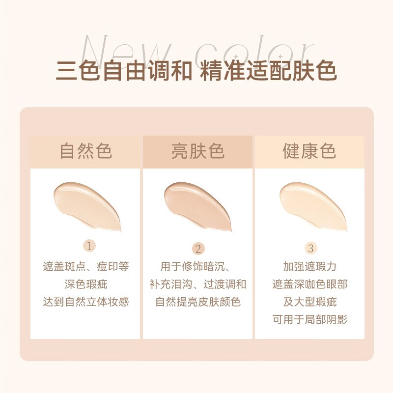 NOVO三色遮瑕膏遮盖脸部斑点痘印雀斑黑眼圈遮瑕盘不易脱妆学生党 2#自然色