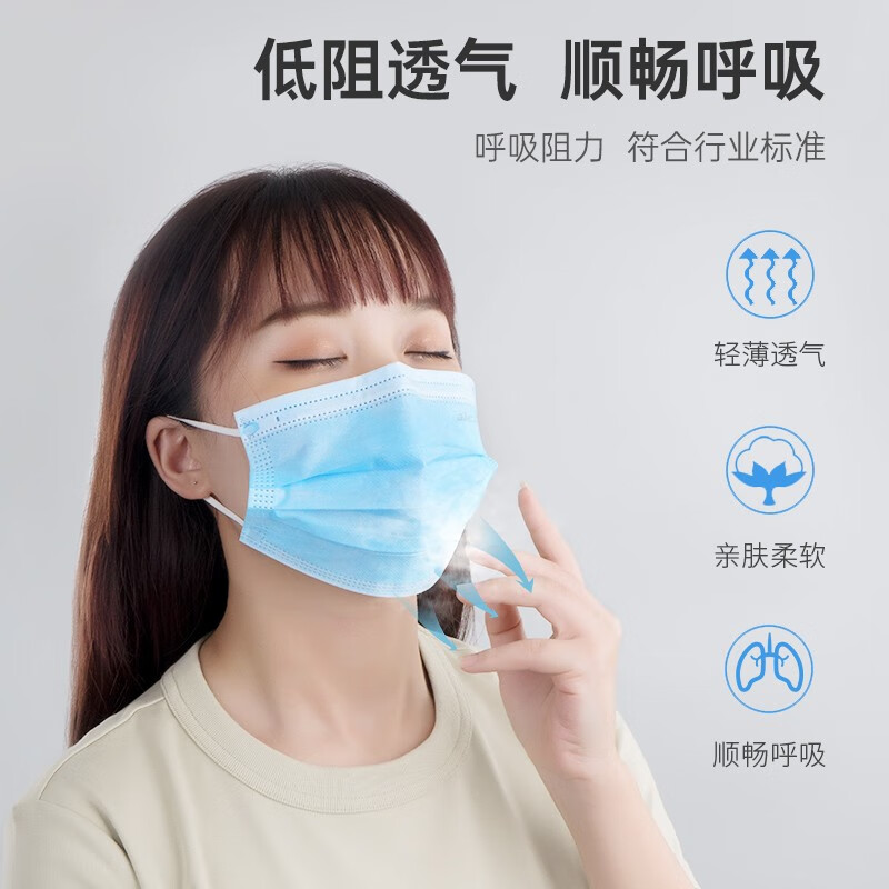 掌护医用外科口罩医用防尘一次性口罩独立包装潮流高颜值灭菌级口罩 蓝色100只【独立包装】