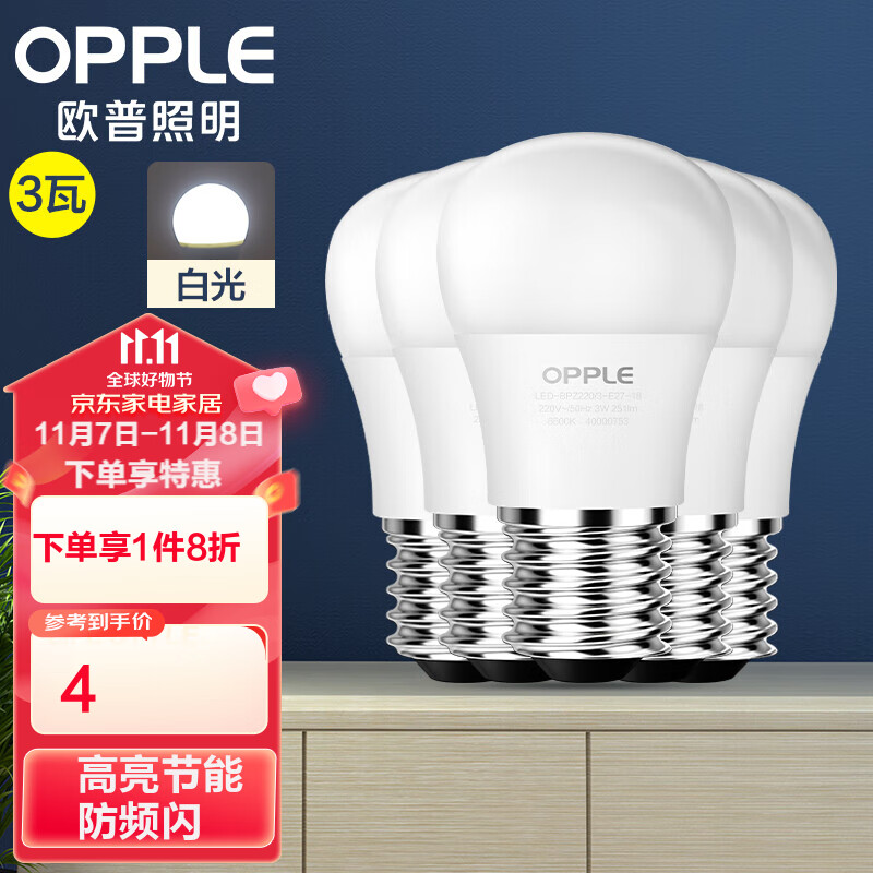 欧普照明(OPPLE)LED灯泡节能球泡 3W E27大螺口 白光(五只装)属于什么档次?