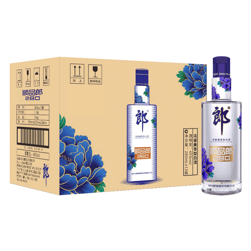 郎酒 顺品郎蓝顺 浓酱兼香型白酒 45度280ml*12瓶 整箱装_郎酒历史价格查询-慢慢买比价网