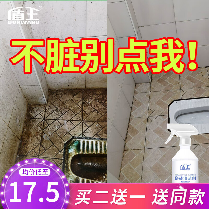 盾王瓷砖清洁剂 去黄去污浴室家用水垢清洗剂 厕所地砖地板强力除垢 单瓶