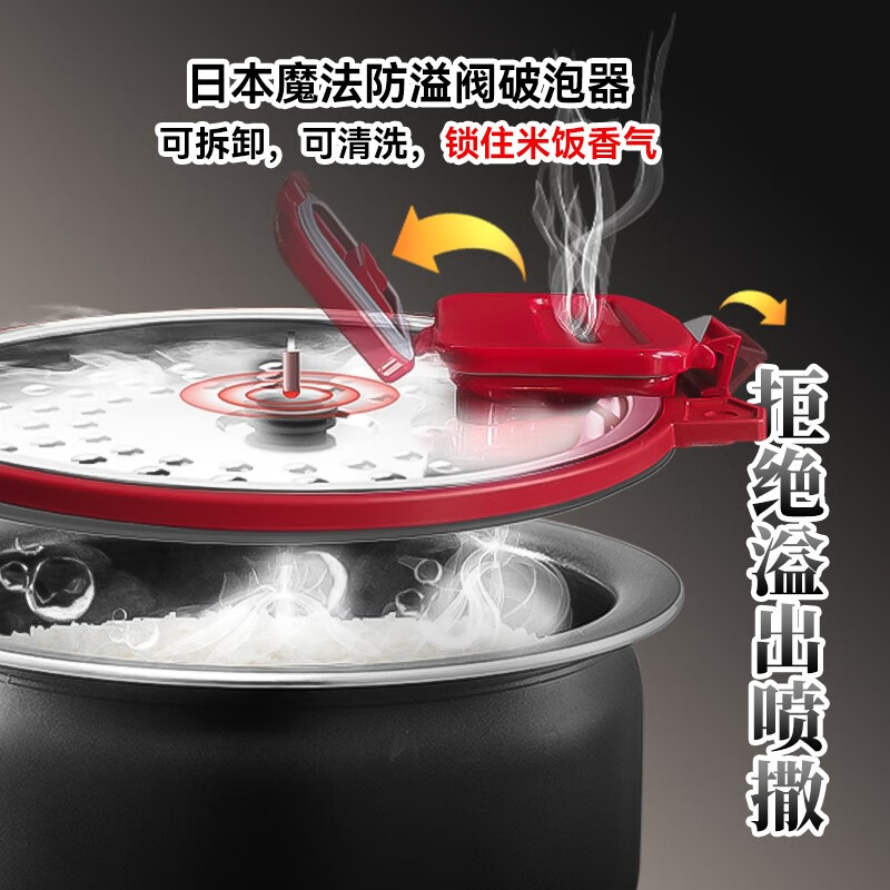 倾厨日本低糖电饭煲电饭锅 米汤分离智能预约家用沥米饭蒸煮饭锅多功能定时预约 2-3人迷你电饭煲 朝日红【大金油不粘内胆5MM】 2L