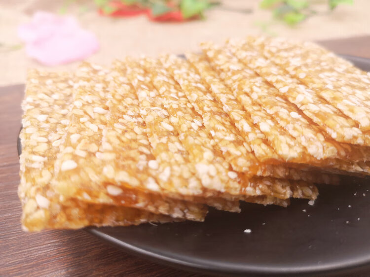 鲜有志手工白芝麻片薄脆:徐州特产麻片八大样糕点点心芝麻糖片400克