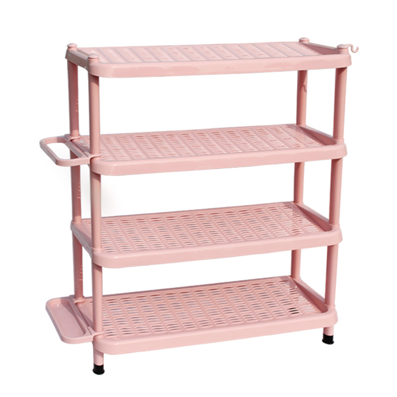科勒京*客厅阳台鞋架塑料置物架收纳架伞架整理架储物架四层1203 浅粉