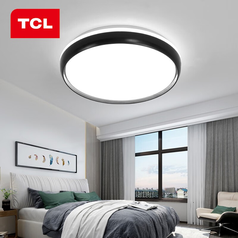 TCL 照明客厅LED吸顶灯北欧现代简约卧室书房餐厅厨房阳台超薄灯饰灯具 【特蕙】圆24瓦正白光380*65适12-16平