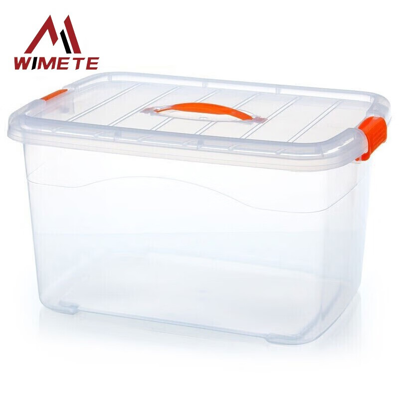 wimete WIxh-28 塑料带提手收纳箱 储物加厚杂物整理箱 透明款标准中号15L