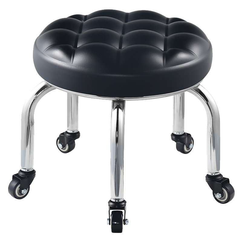 家用美缝凳子滑轮矮凳椅子带娃学步凳旋转美甲修脚矮凳圆凳子 彩轮矮凳黑色