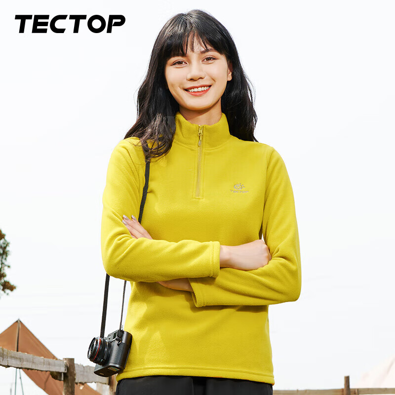 探拓（TECTOP）抓绒衣 保暖抓绒衣立领半开衫抓绒衣 034  女款姜黄色 XL