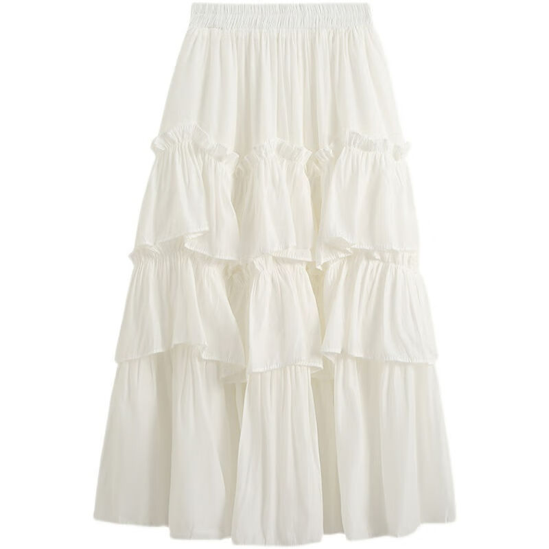 通勤百搭小众感修身半身a字裙2024春夏天穿的好看的 #8036 白色百褶裙