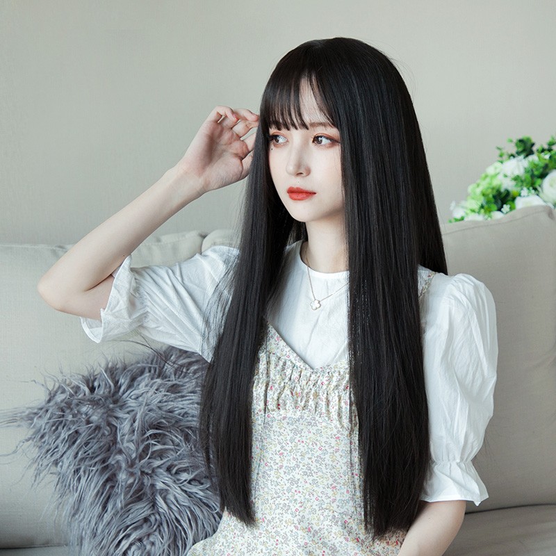Actual Self假发女全头套长发自然逼真空气刘海女士假发套气质黑长直假头发 自然黑+护理三件套属于什么档次？
