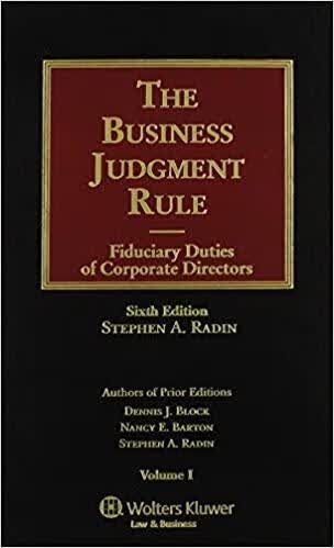 预订 Business Judgment Rule: Fiduciary Duties of Cor