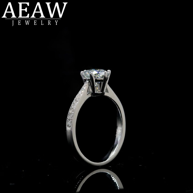 AEAW Jewelry18K金戒指女培育钻石戒指款结婚经典六爪皇冠订婚求婚钻戒指 NGIC/50分/D色/VVS/3EX