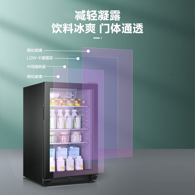 海尔（Haier）96升家用客厅办公室冷藏柜暖藏冰吧 饮料茶叶水果保鲜柜小型冰箱DS096A 