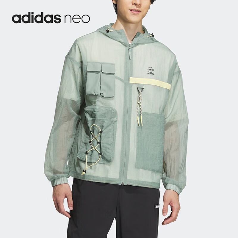 阿迪达斯（adidas）绿色工装Neo男子运动休闲夹克 IA6861  A/L码