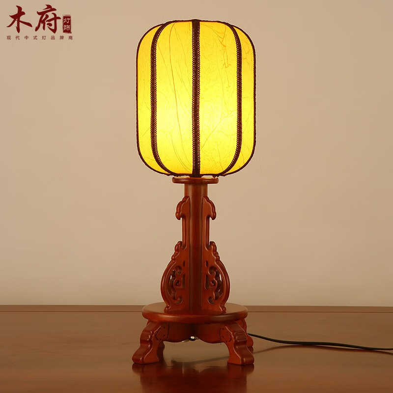 木府中式装饰台灯仿古茶室实木灯中国风复古卧室床头灯