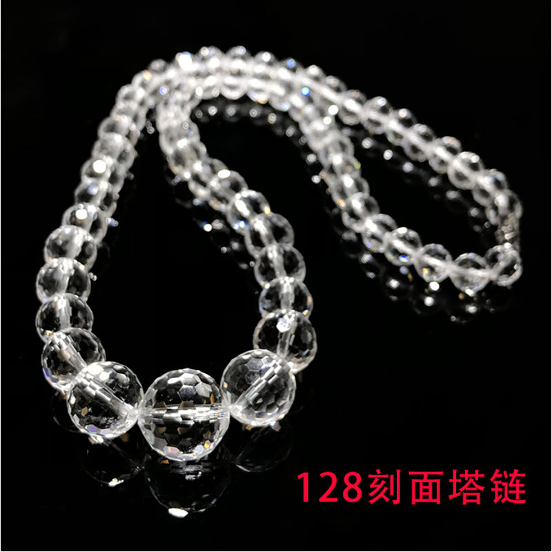 東海天然5A白水晶項(xiàng)鏈女短款鎖骨切面塔鏈母親節(jié)送媽媽禮物 128刻面塔鏈