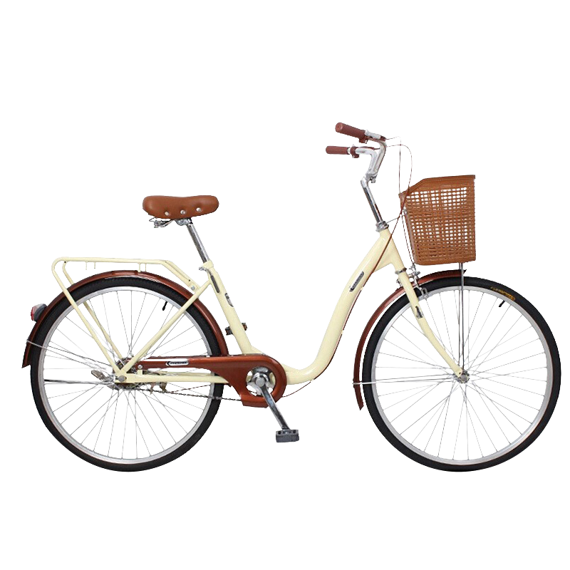 凤凰自行车男女成人亲子学生车复古通勤轻便代步车城市单车变速自行车 24寸6速米黄色    589元