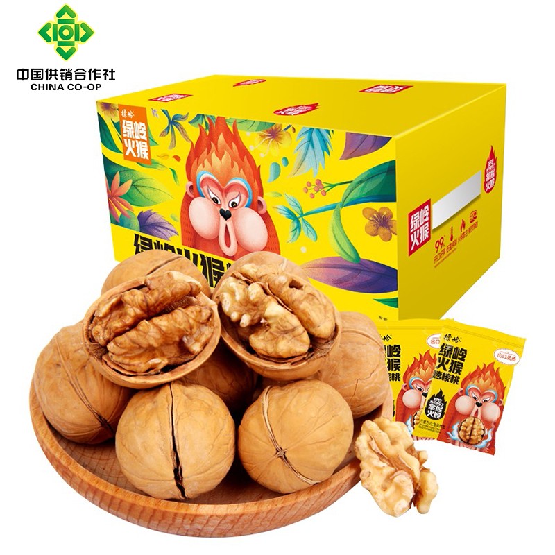 绿岭【河北特产馆】薄皮手剥烤核桃428g 坚果炒货休闲零食 邢台特产