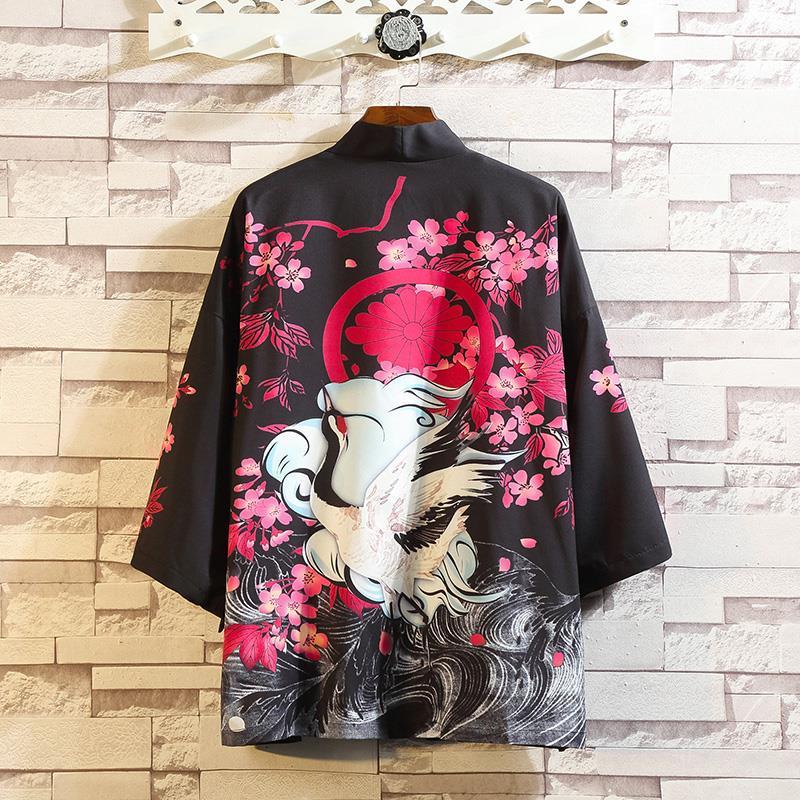 楠语秋（NANYUQIU）2021春夏季汉服男古风男士仙气沙滩风仙鹤印花防晒衣情侣外套 黑色 XL使用感如何?