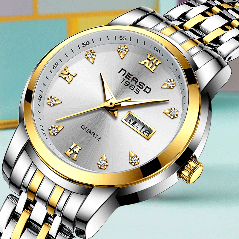 耐尔斯顿nersd手表女表精钢带女表夜光防水韩版时尚潮流商务女士腕表