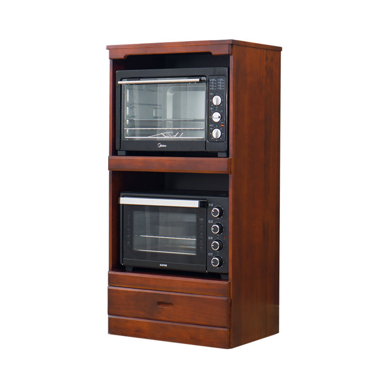 旷逸 微波炉柜餐厅简约茶水柜厨房置物柜落地置物架实木餐边柜 微波炉置物柜不带门咖啡色