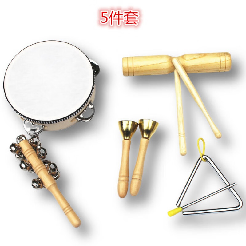 原木奥尔夫乐器套装组合教具全套幼儿园儿童打击乐器玩具早教音乐 原木5件套