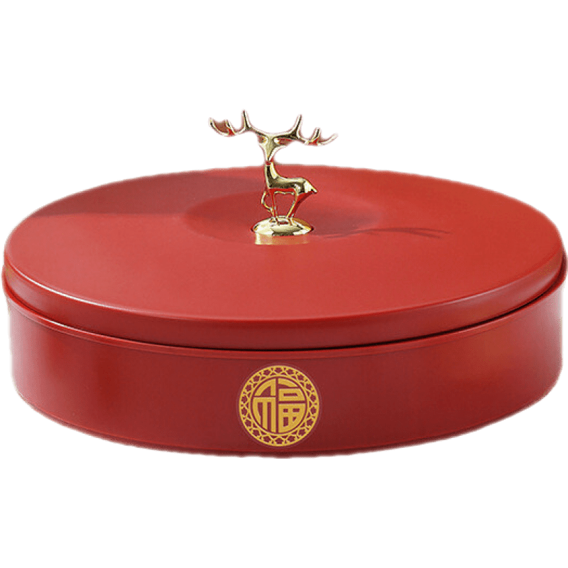 仁善祥果盤(pán)喬遷結(jié)婚果盤(pán)子果籃搬新房暖居果盤(pán)果籃零食糖果收納盒旋轉(zhuǎn) 可旋轉(zhuǎn)小鹿單層-紅色