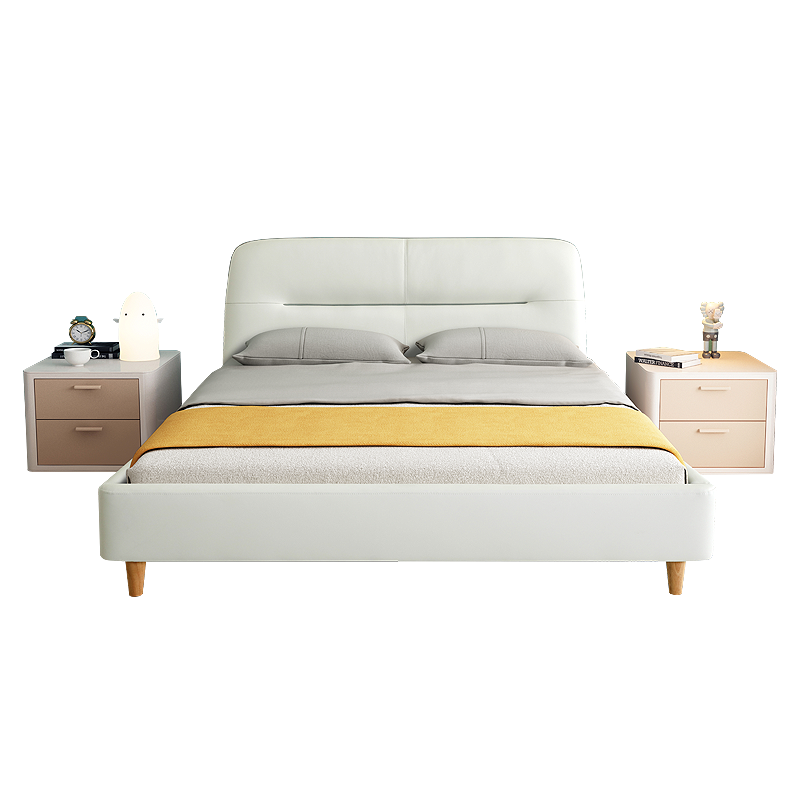喜临门皮床 头层牛皮靠背 可分段承托杨木 排骨架透气排湿木质 脚架可调节高度双色可选 致爱  180*200cm