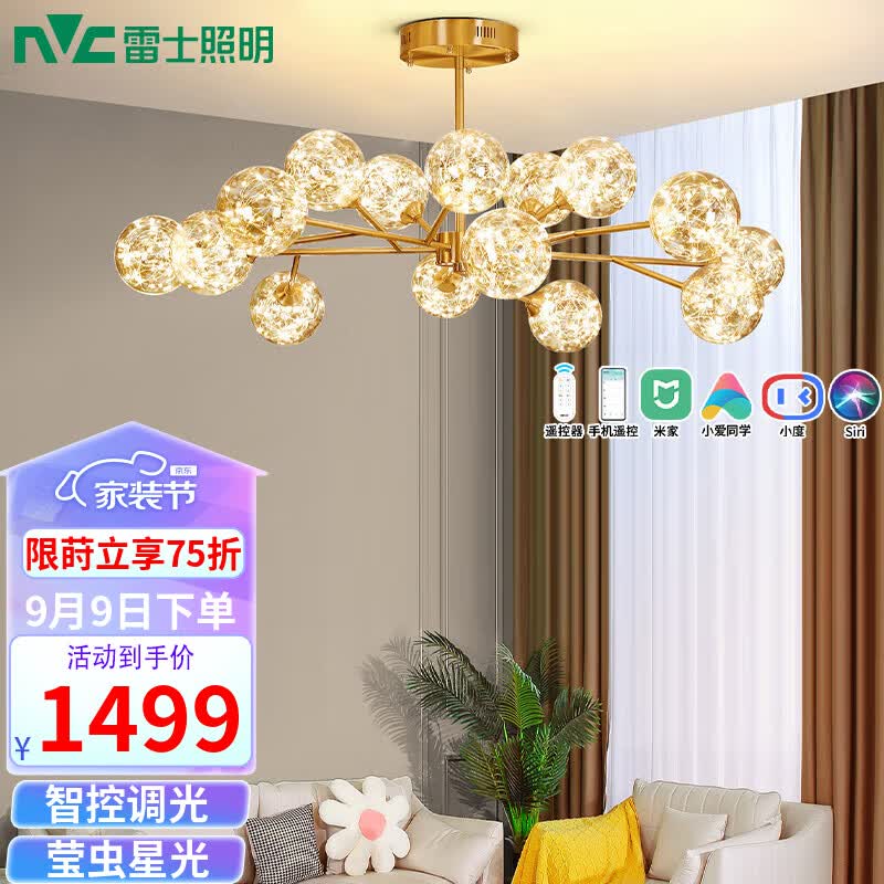 雷士（NVC）客厅吊灯分子灯书房北欧星光灯具创意现代轻奢灯饰WHDD80F/G-01高性价比高么？