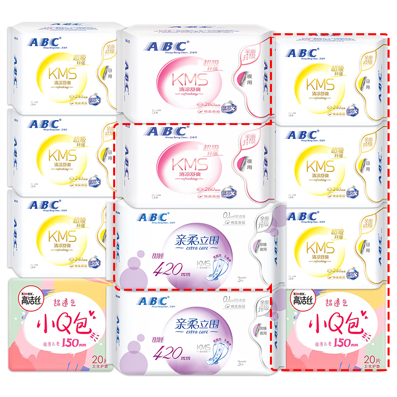ABC卫生巾KMS纤薄棉柔日夜组合价格走势图，购买最佳选择！|京东女性护理套装价格曲线图在哪